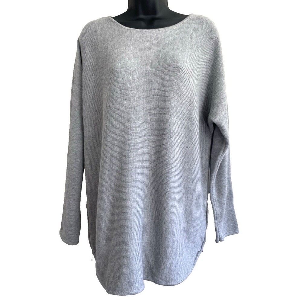 Michael Kors Sweater Womens Medium Gray Pullover Side Zip Soft Knit Casual Top